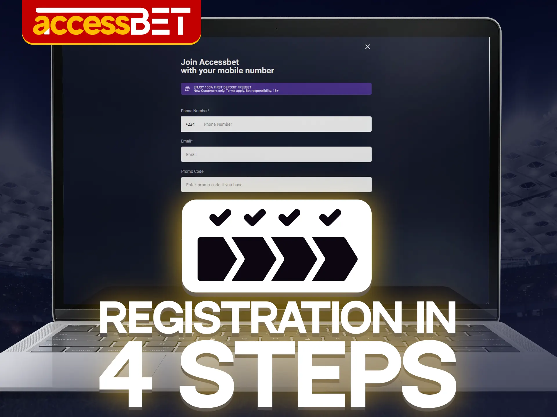 Register a new Accessbet account in 5 minutes.