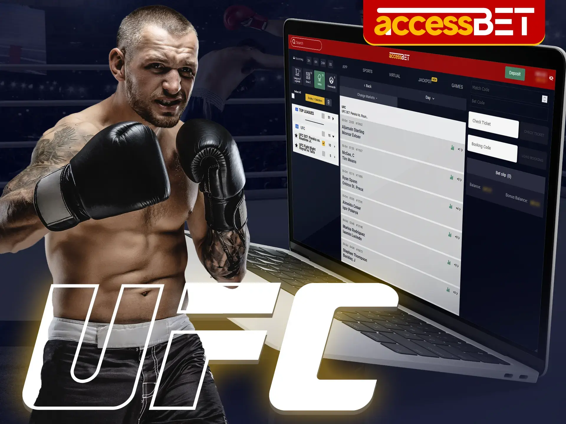 Analyse upcoming UFC fights and place your bets at AccessBet.