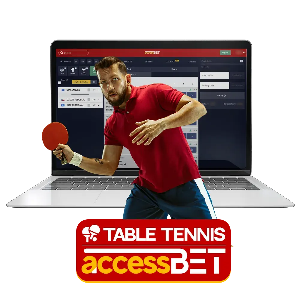 The AccessBet platform is not limited to popular sports categories and includes a wide range of table tennis competitions.