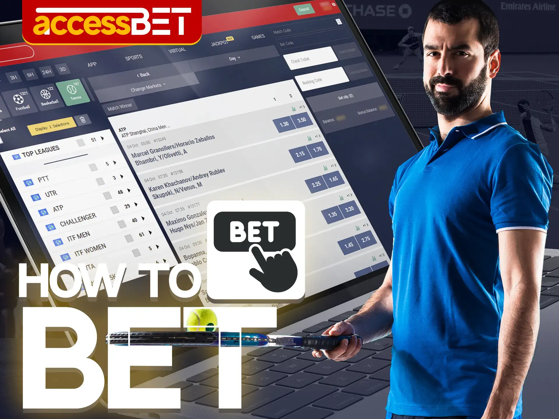 Register with AccessBet and start winning with tennis betting.