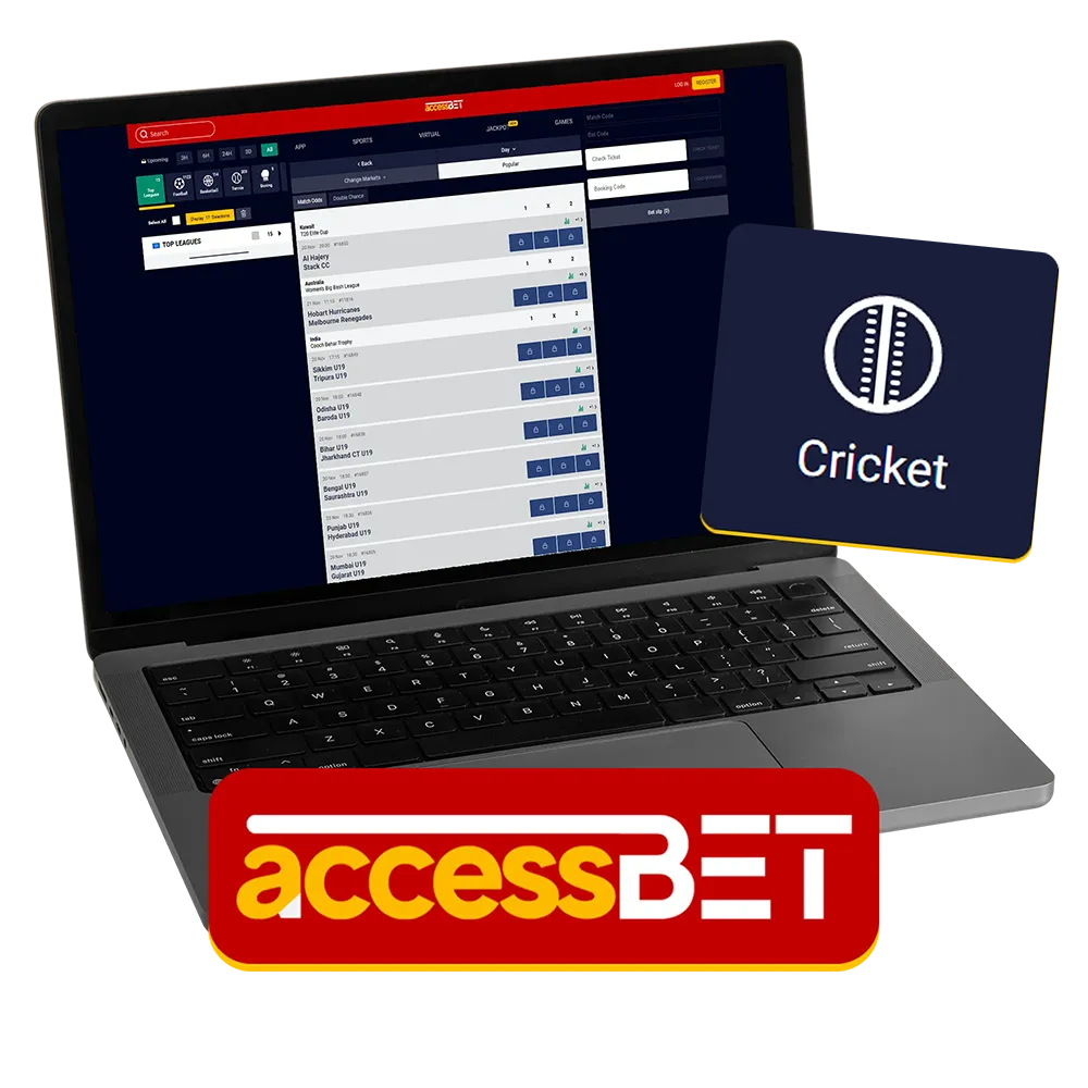 Register at Accessbet to start betting on cricket.