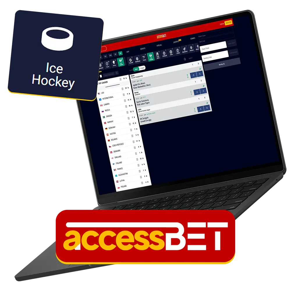 Place bets on ice hockey at Accessbet website.