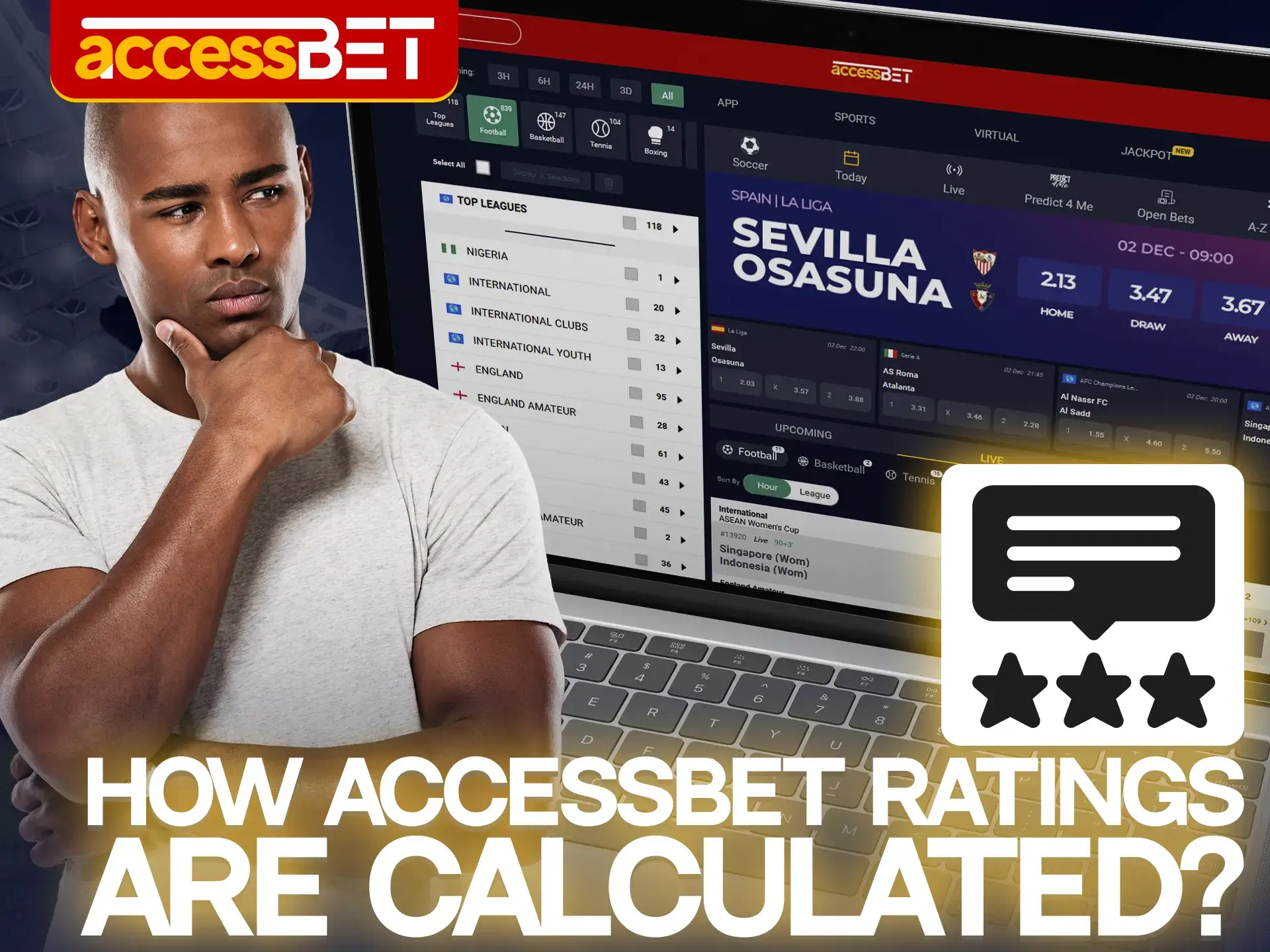 Accessbet's rating is based on reviews from people who have used the platform.