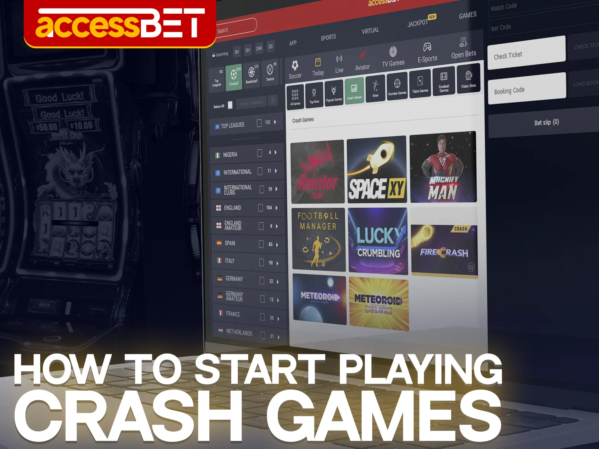 Register at Accessbet, top up your balance and start your journey through the world of crash games.