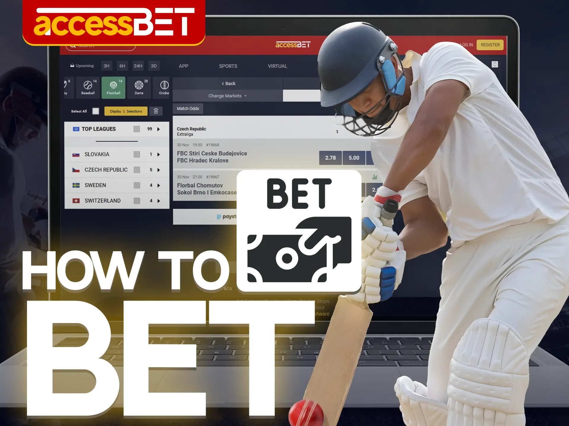 Read the instructions on how to get started betting on cricket at Accessbet.