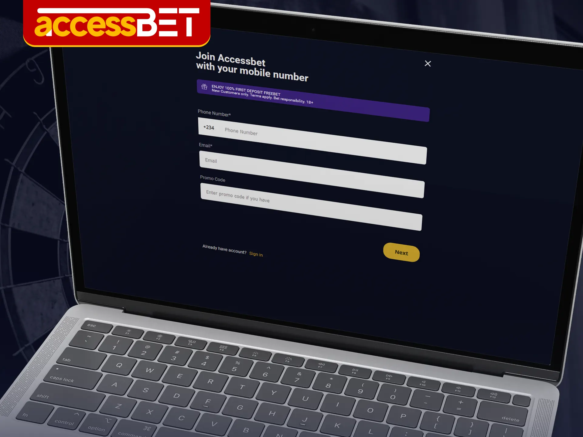 Take a couple minutes of your time to register at Accessbet.