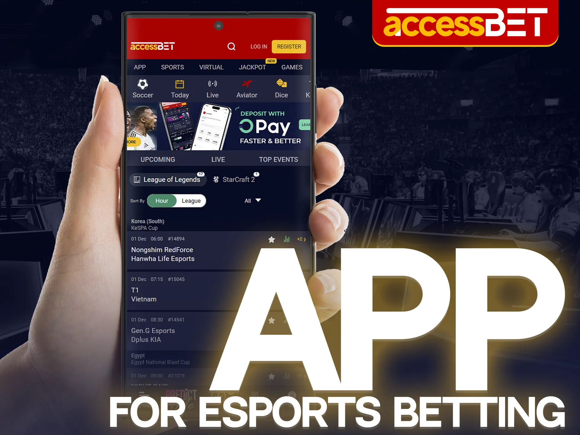 Bet on esports quickly and conveniently in the Accessbet app.