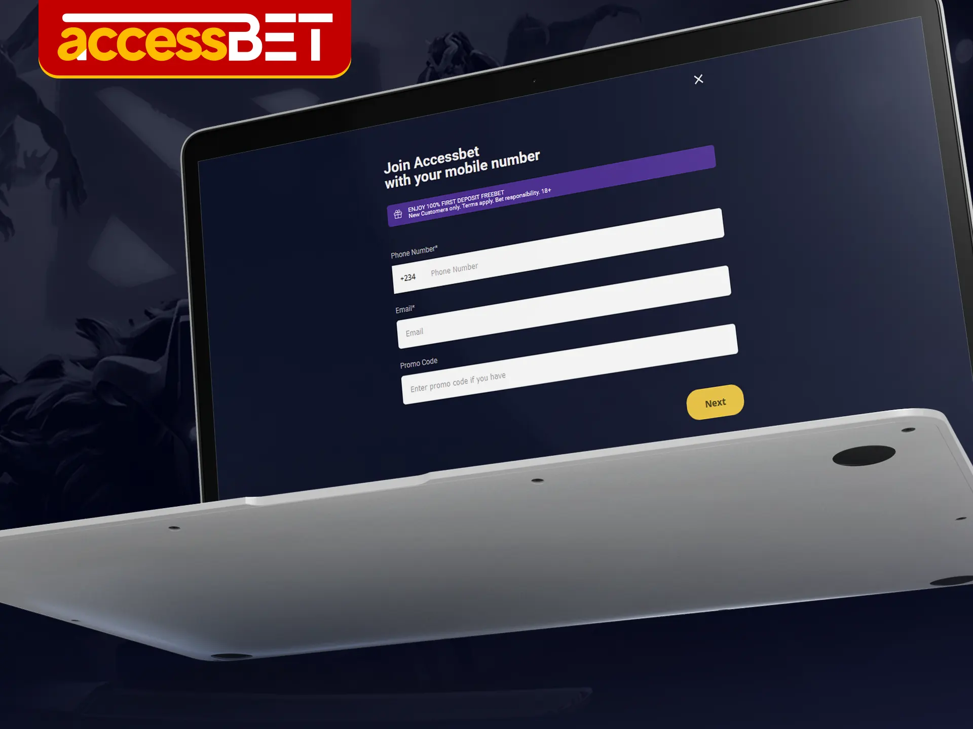 Use the registration form on the Accessbet website to create an account.