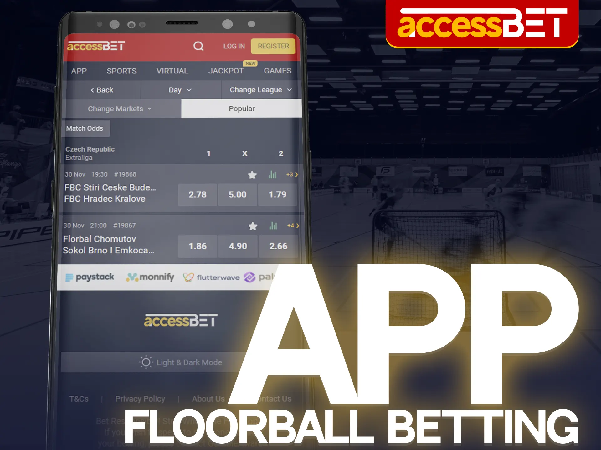 You can install the Accessbet mobile app to always be able to bet on floorball.