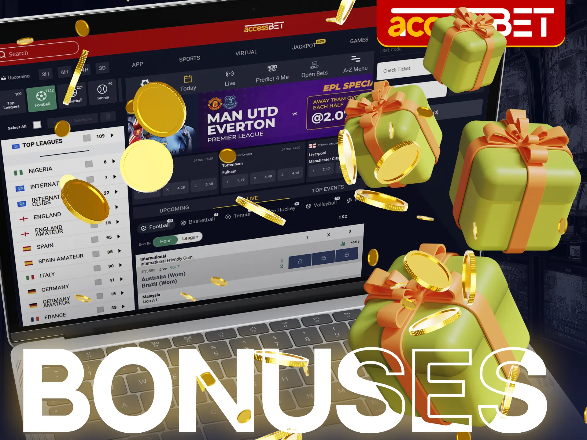 Accessbet has prepared various bonuses for you for football games.