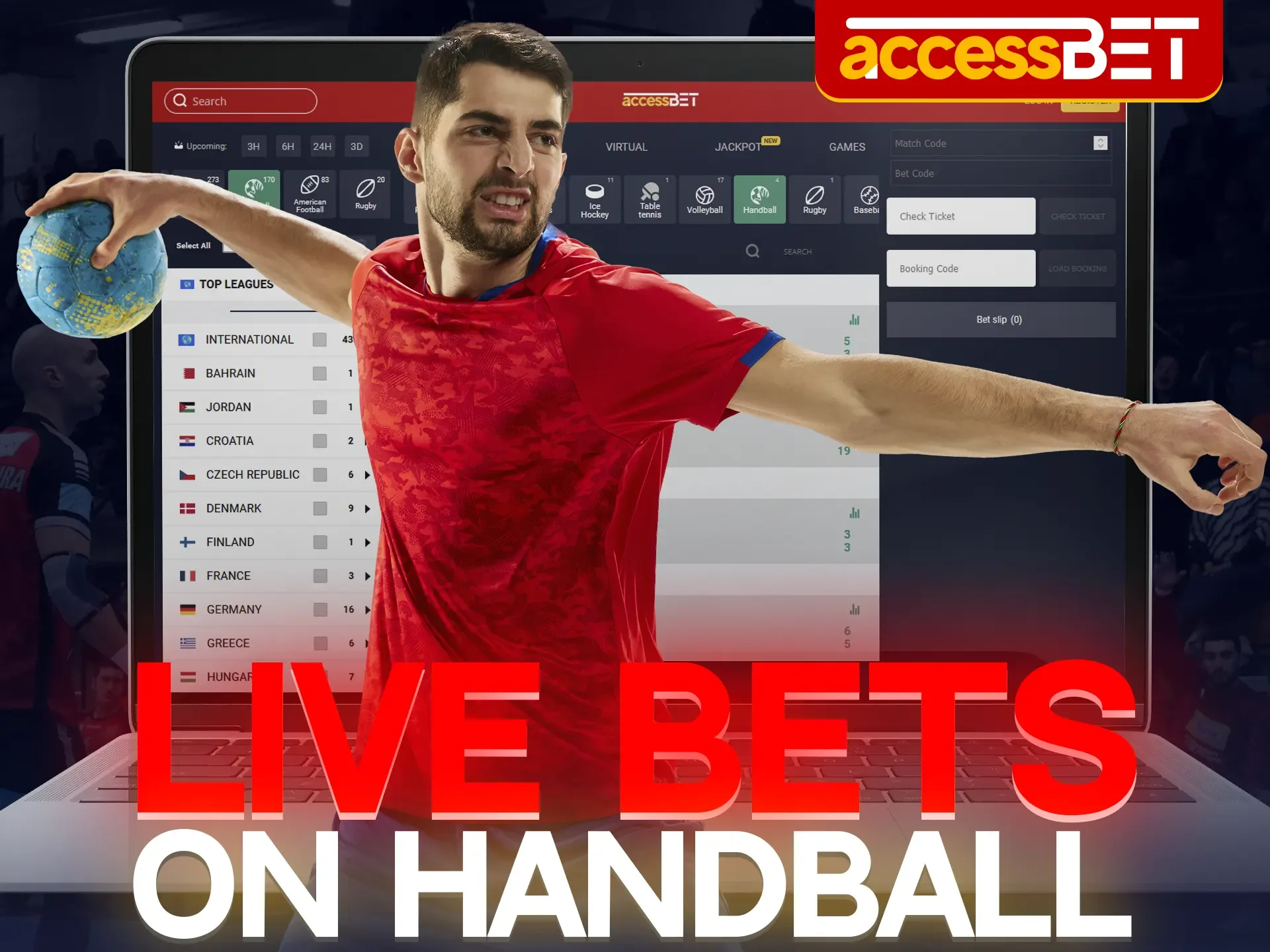 You can place live bets on handball at Accessbet.