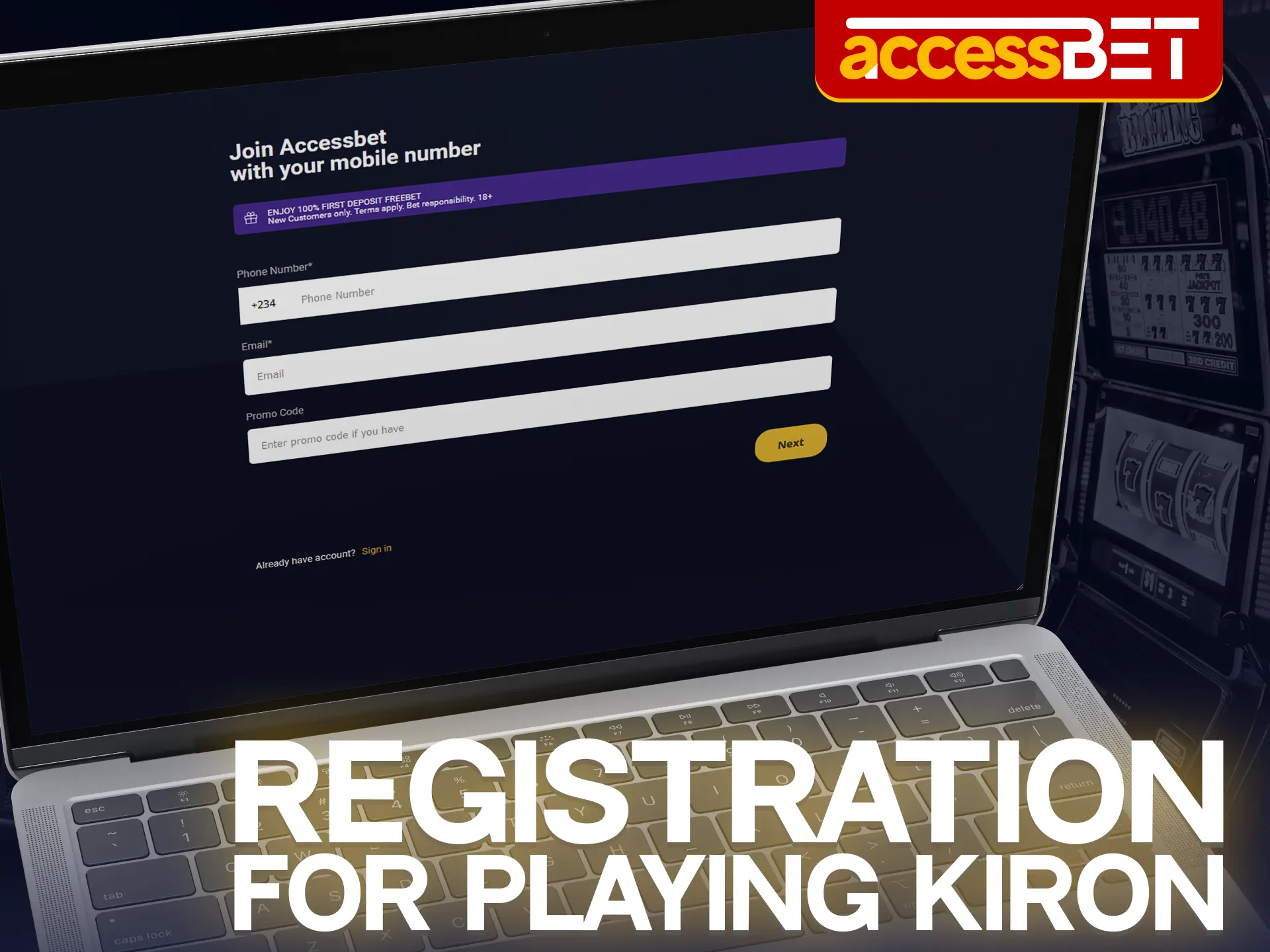 Fill out the Accessbet registration form to create an account.