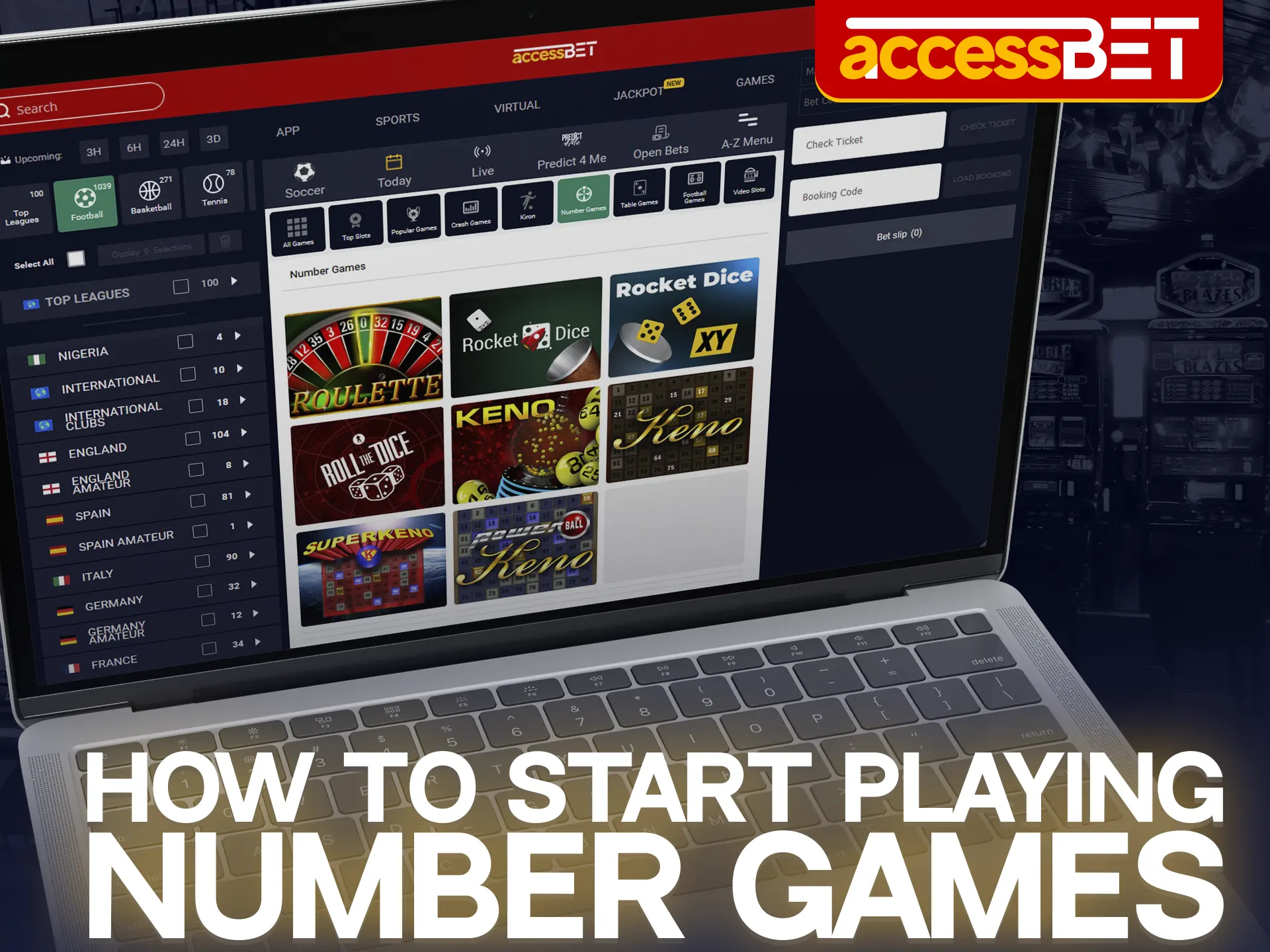 To start playing Number Games at Accessbet, you need to register.