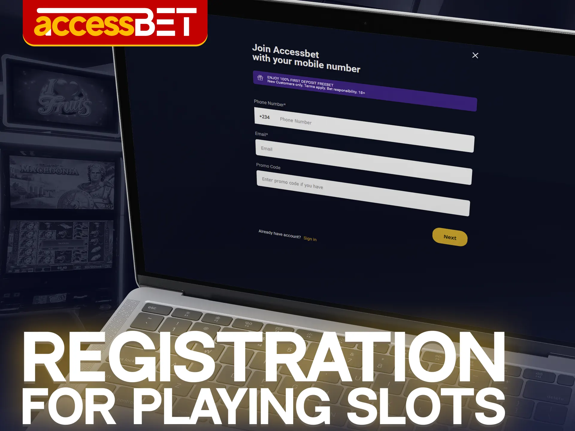 Sign up for Accessbet to start spinning the reels.