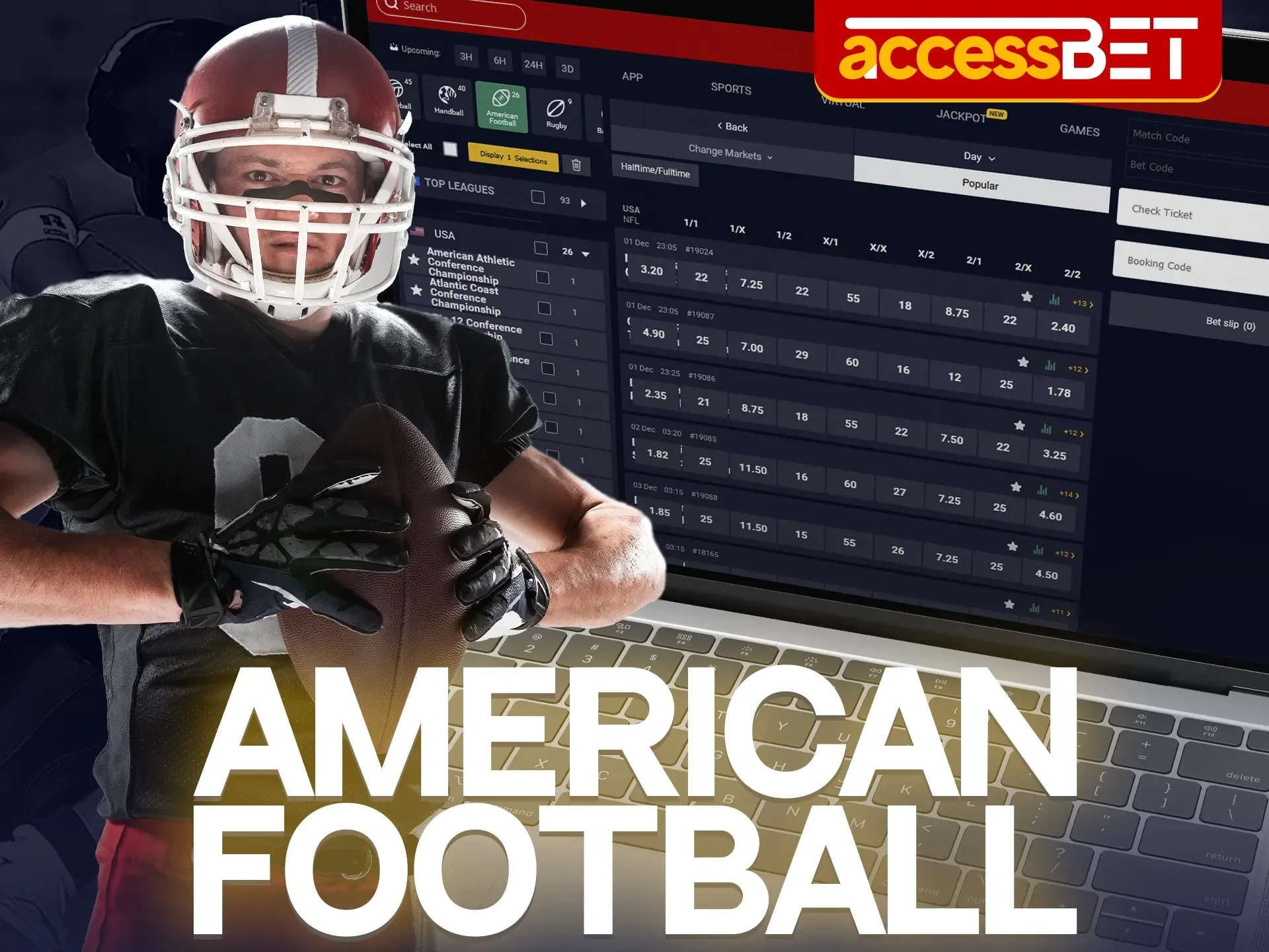 Bet on American football every day with Accessbet.