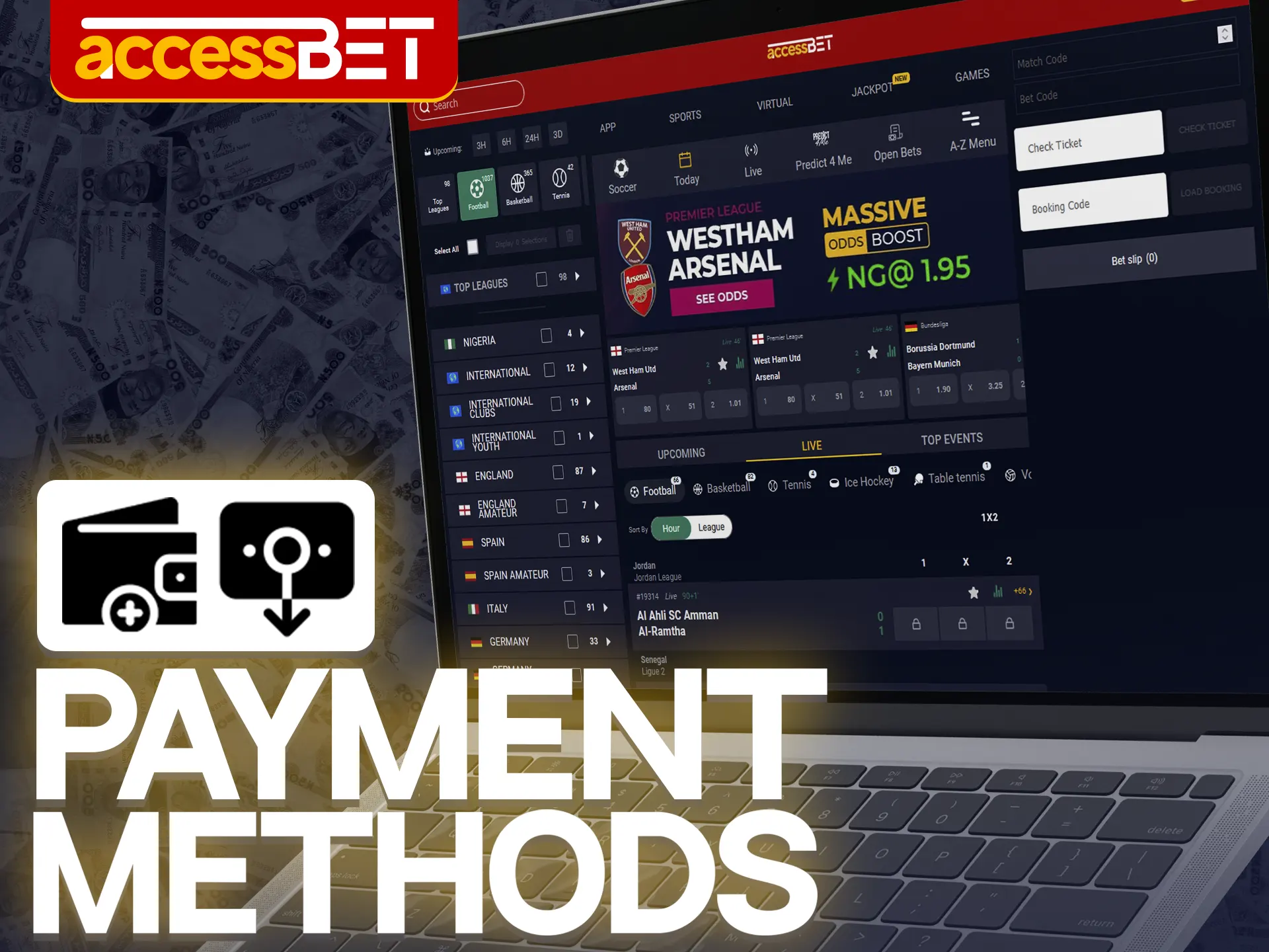 Accessbet offers its users convenient payment methods.