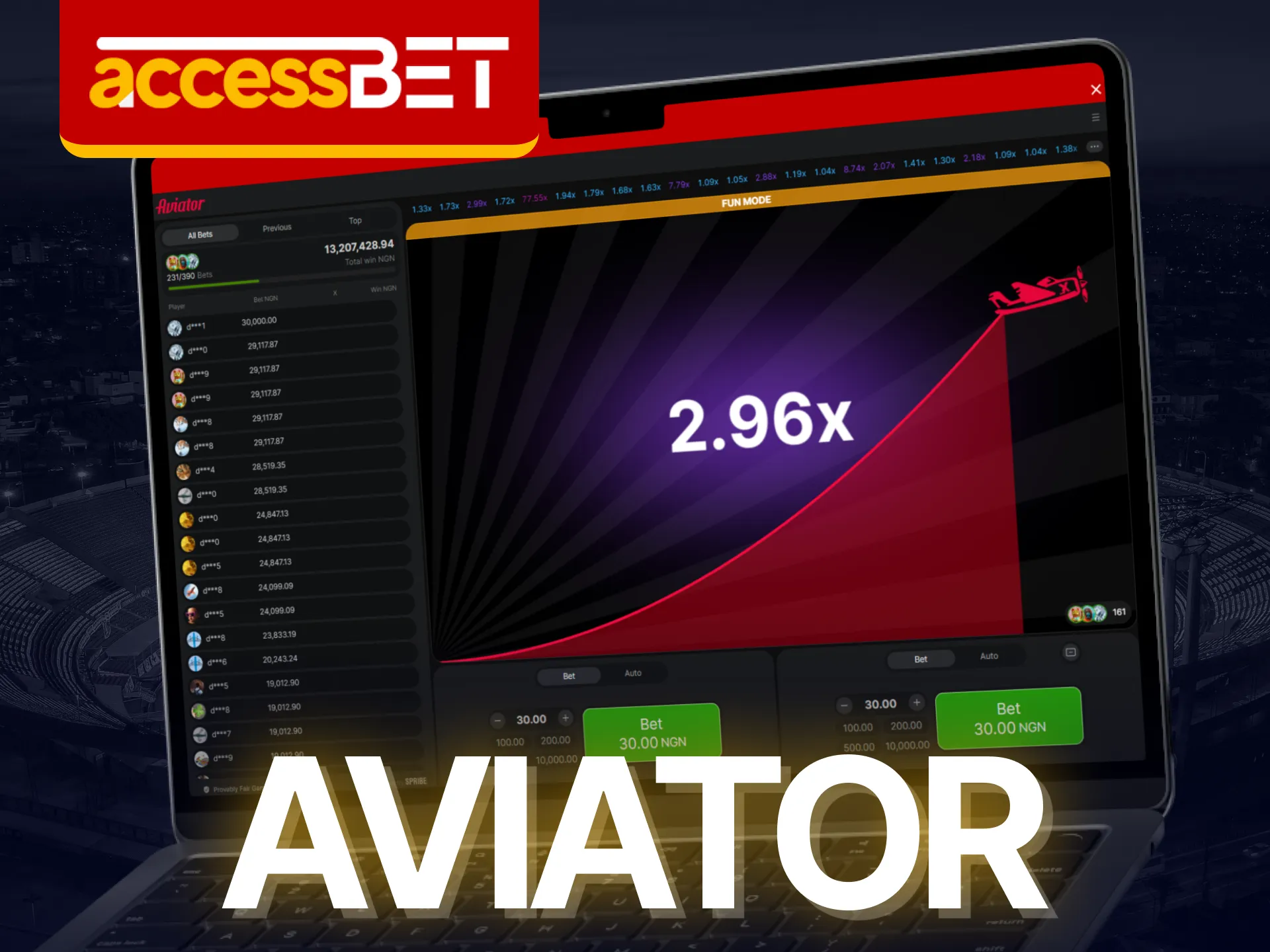 Enjoy playing the Aviator game online at Accessbet.