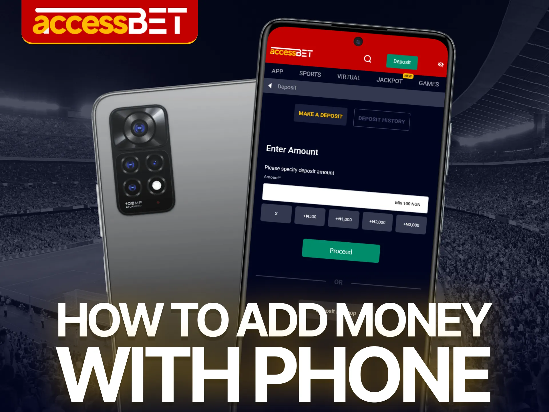 You can fund your Accessbet account using your mobile device.