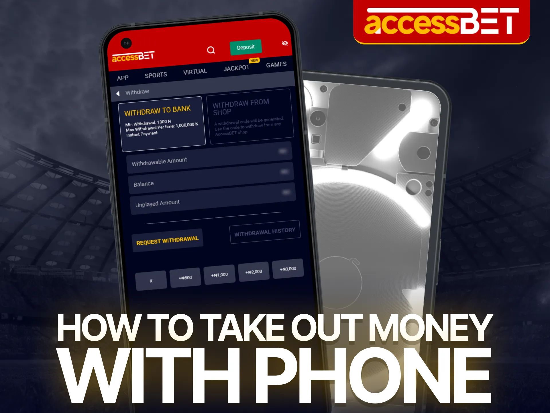 Withdrawing funds from Accessbet using a mobile device is a simple process.