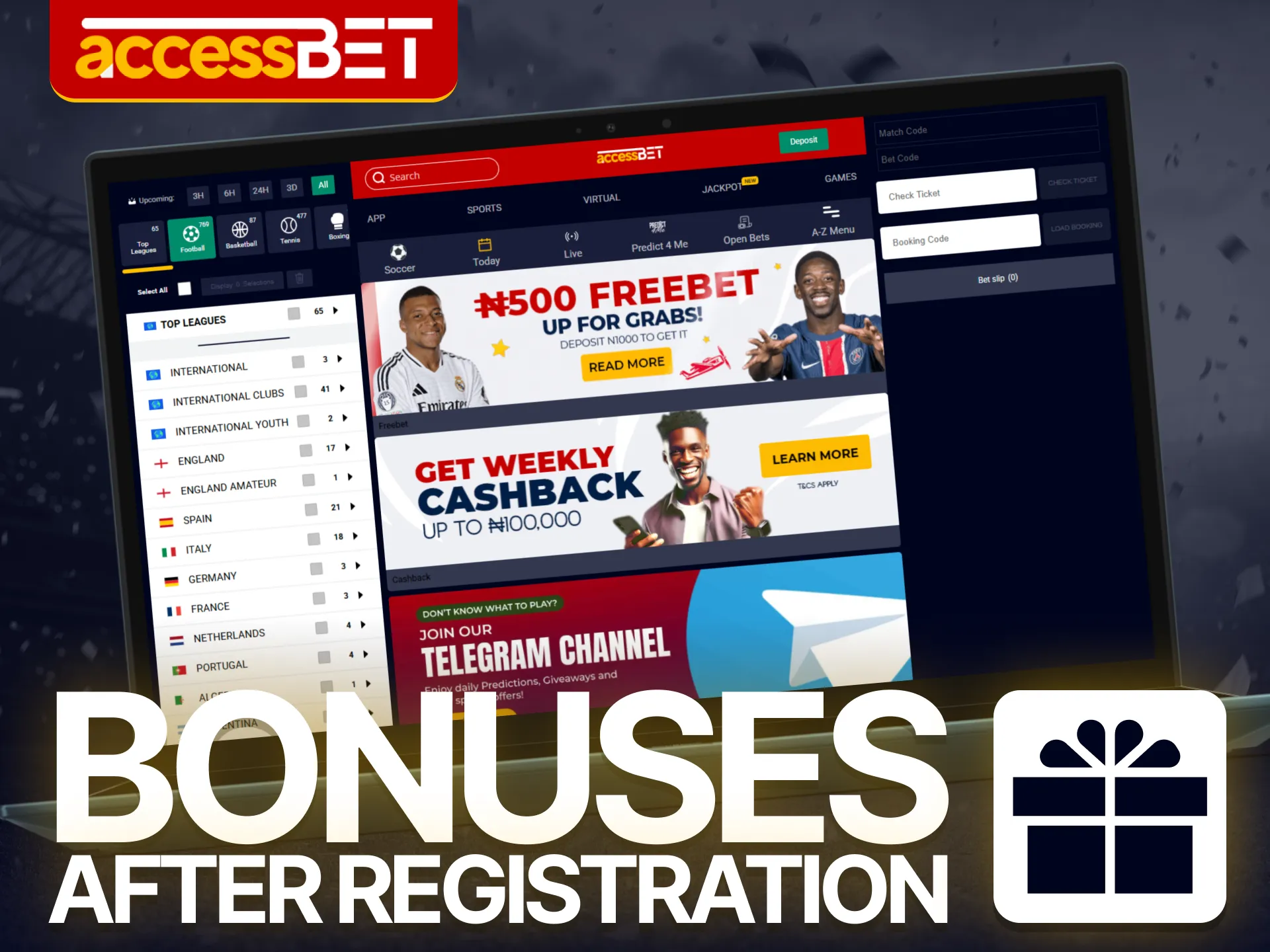 Accessbet provides a variety of incentives upon registration.