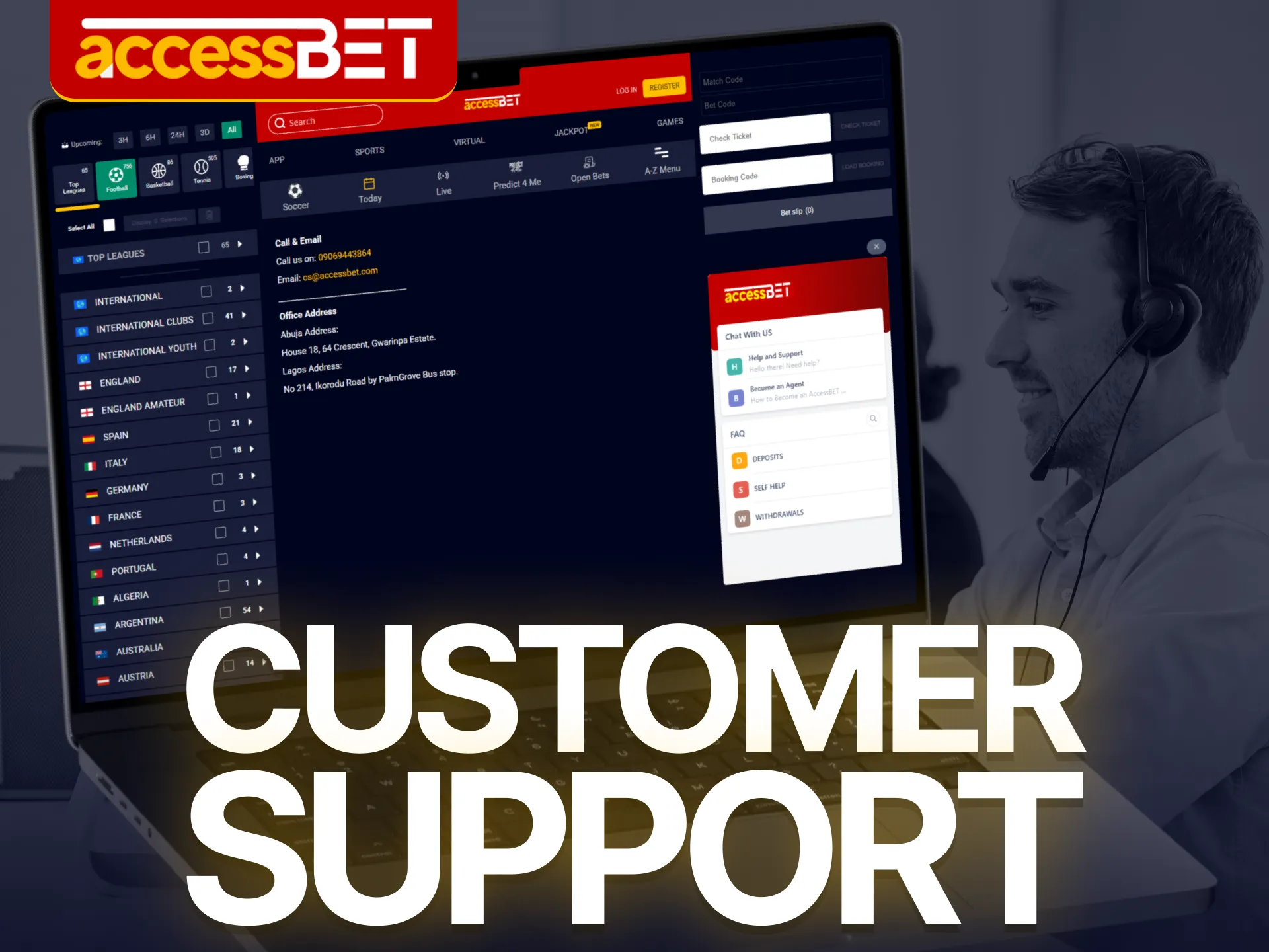 If you have problems with registration or login, Accessbet customer support can help.