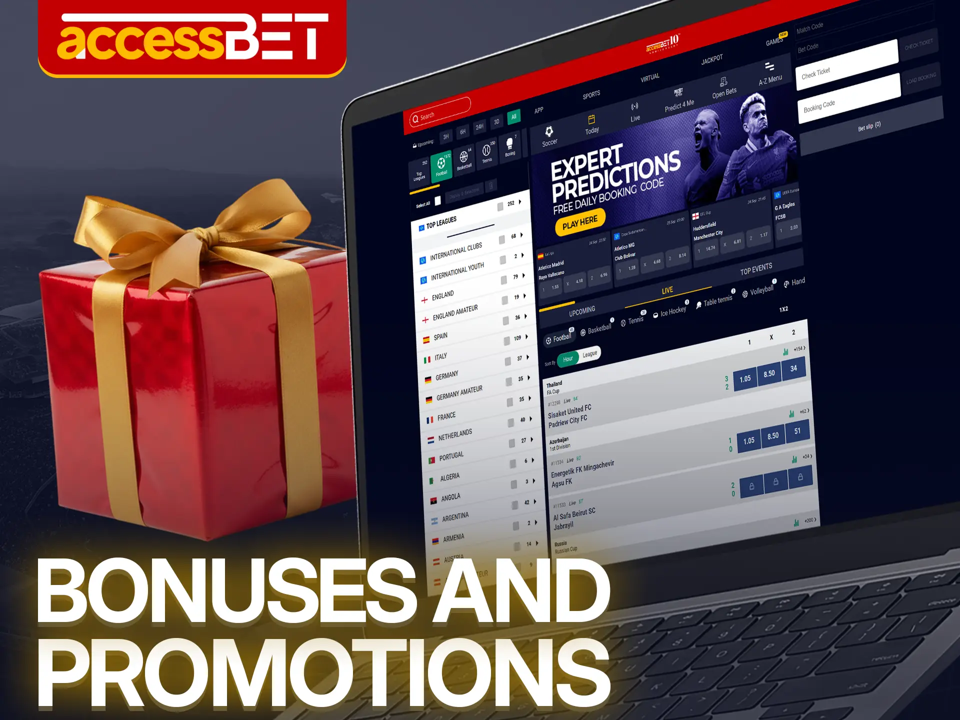 Accessbet offers simple bonuses like freebets and free spins.