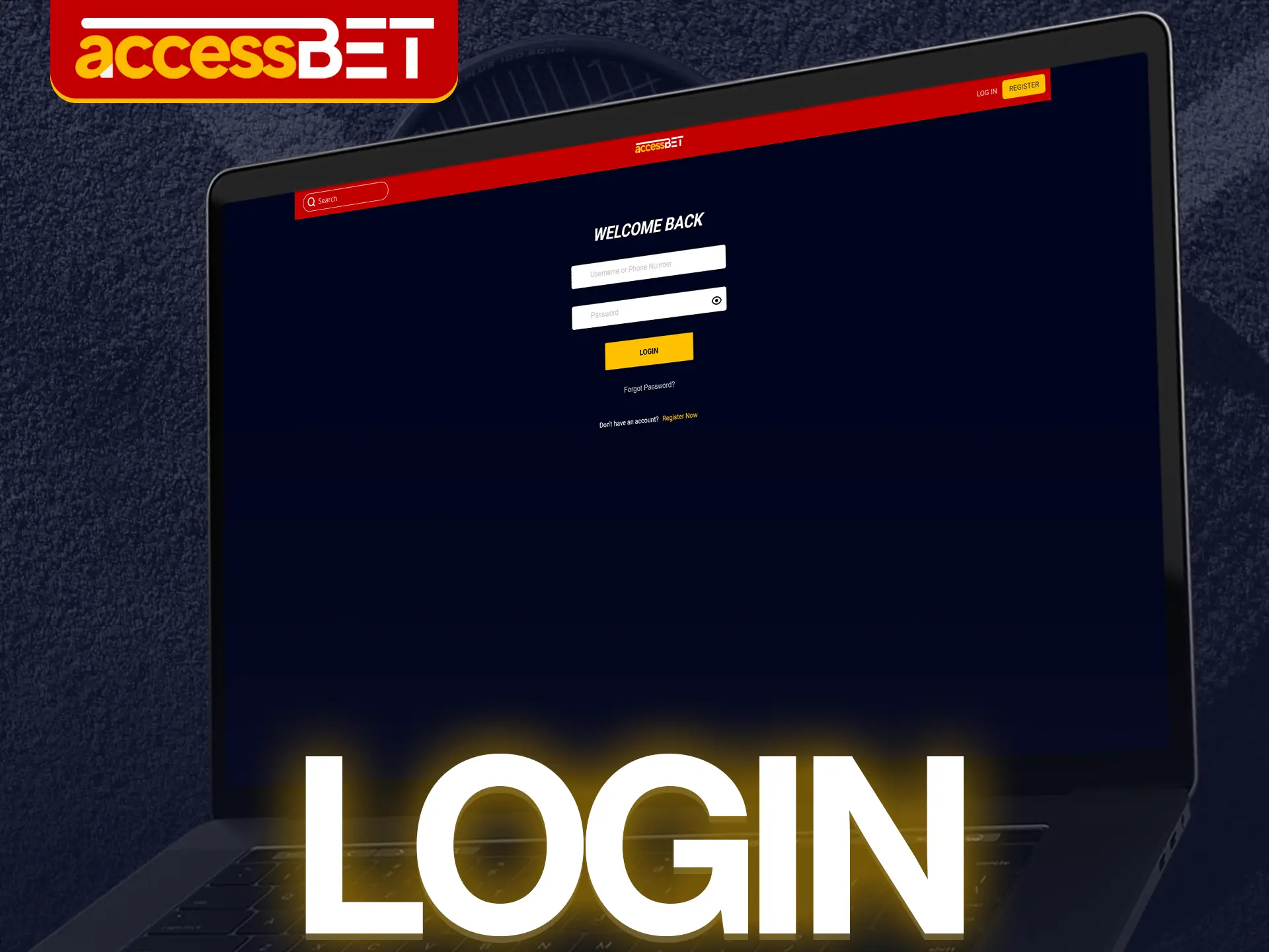 Log in to your Accessbet account easily by entering your username and password.