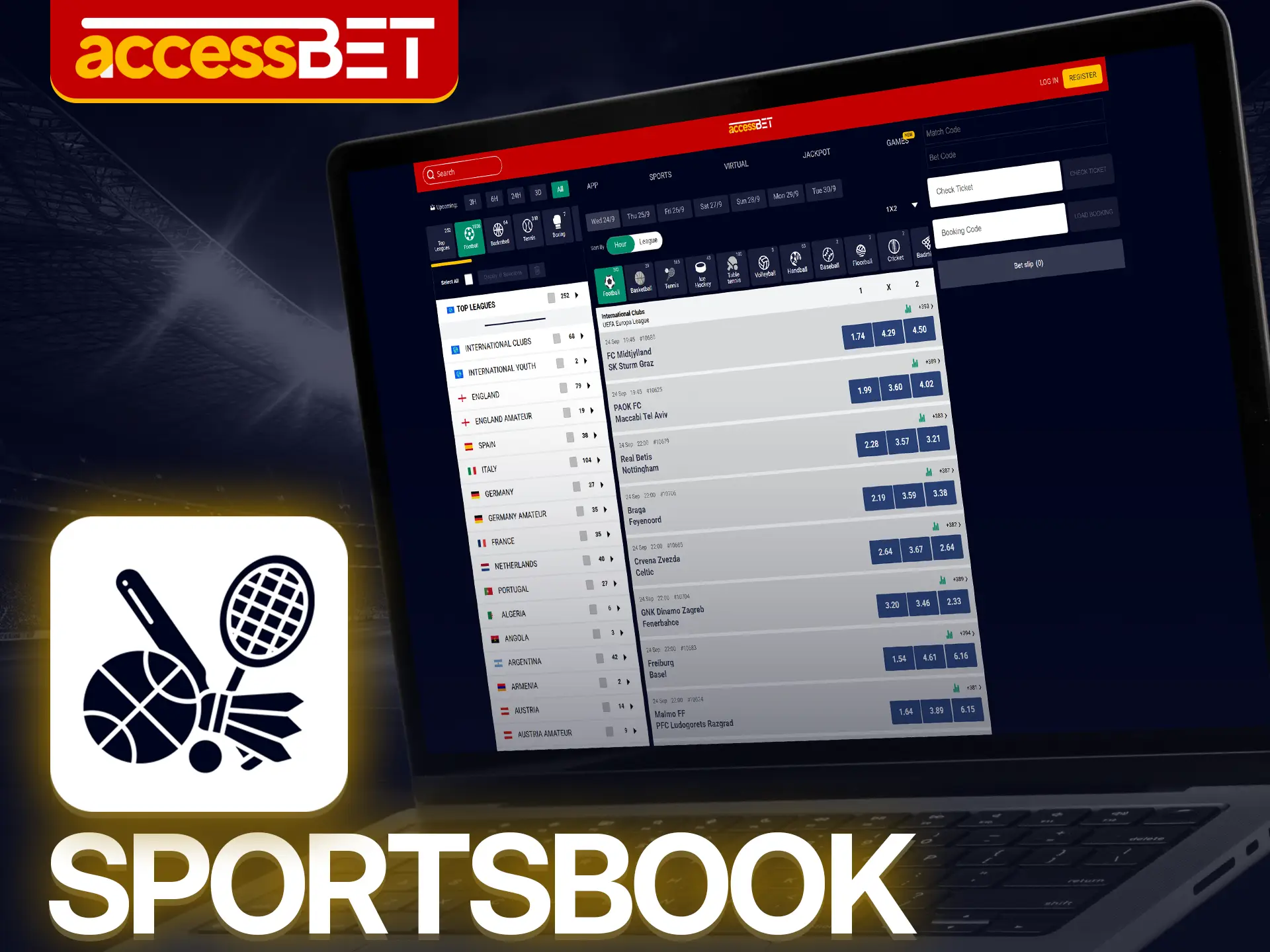 Accessbet offers live and pre-match betting on various sports.